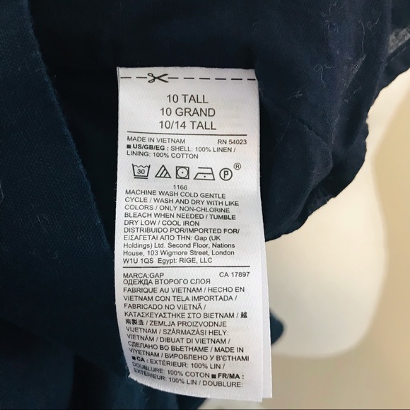 GAP Linen Dress navy lined, a-line, knee length, 8 tall 8T - Picture 6 of 7